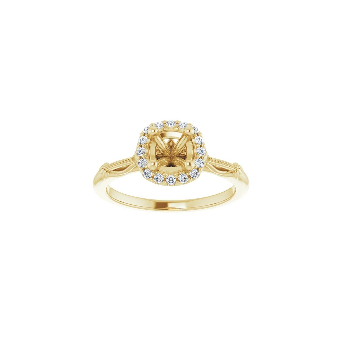 Cushion Halo-Style Engagement Ring Semi-Mount - gallery - Series 124330