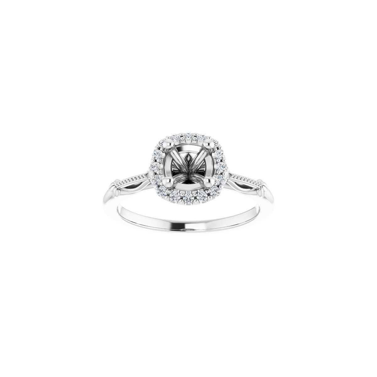Cushion Halo-Style Engagement Ring Semi-Mount - gallery - Series 124330