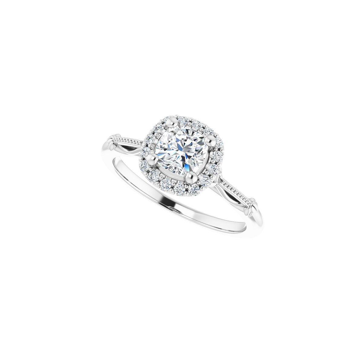 Cushion Halo-Style Engagement Ring Semi-Mount - gallery - Series 124330