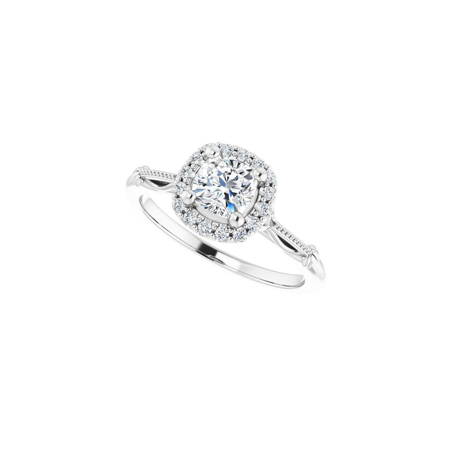 Cushion Halo-Style Engagement Ring Semi-Mount - gallery - Series 124330