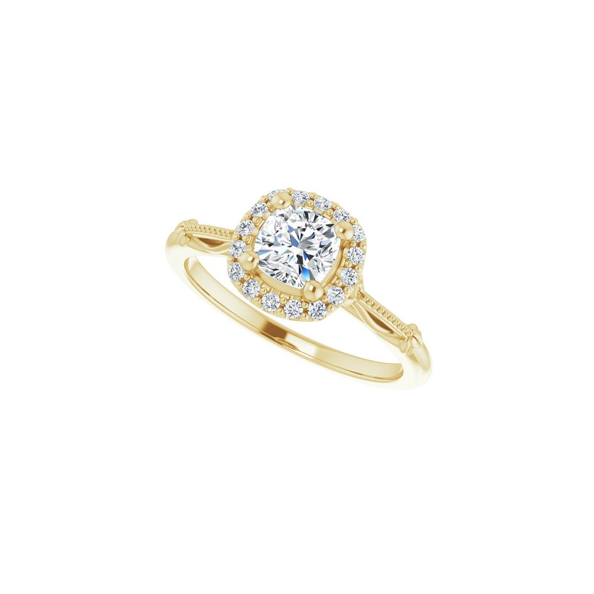 Cushion Halo-Style Engagement Ring Semi-Mount - gallery - Series 124330