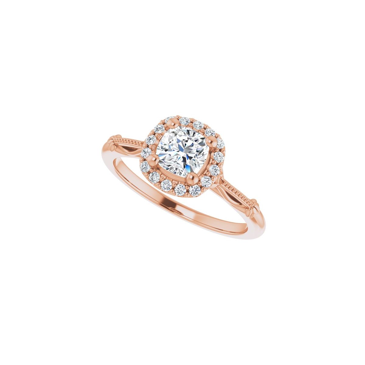 Cushion Halo-Style Engagement Ring Semi-Mount - gallery - Series 124330