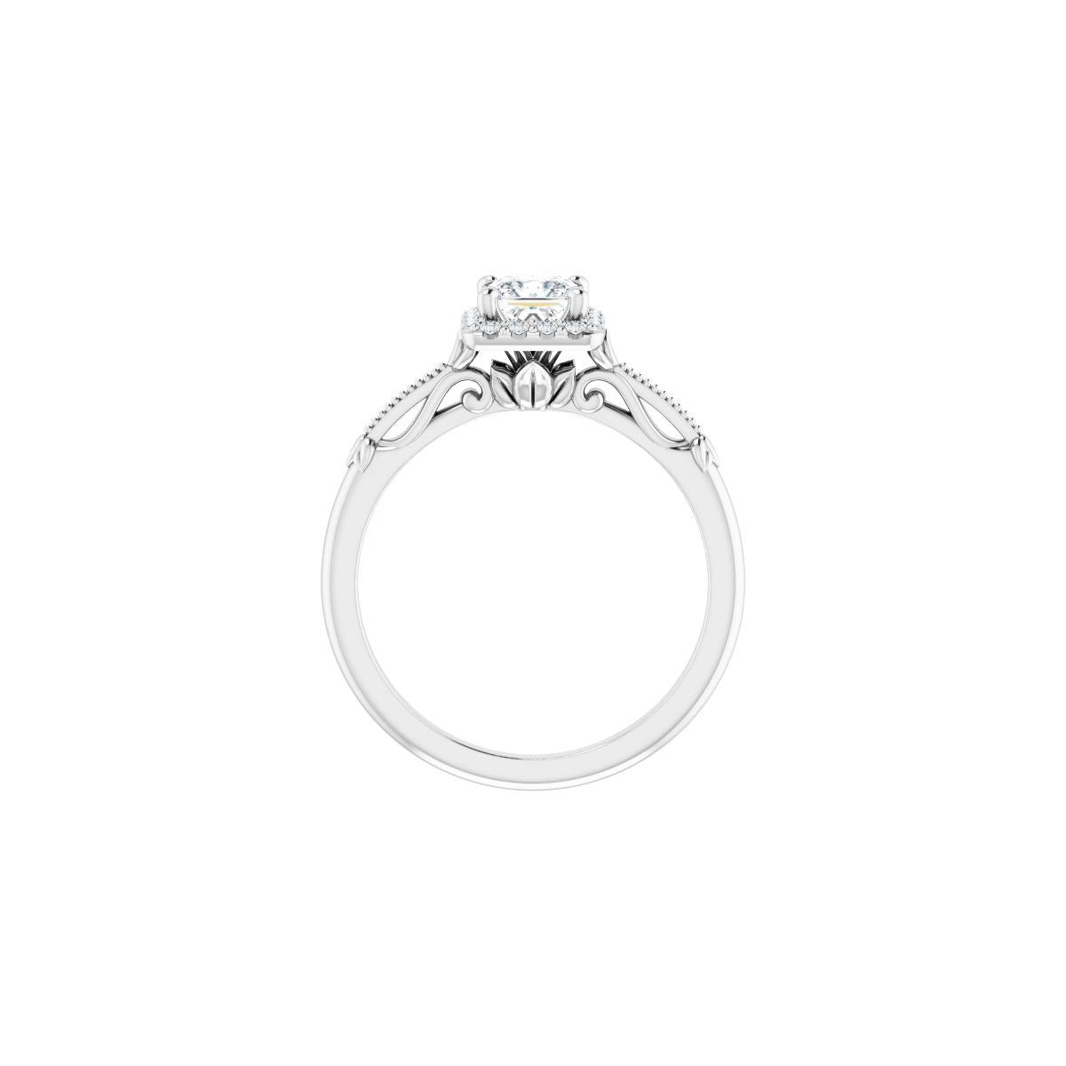 Square Halo-Style Engagement Ring Semi-Mount - gallery - Series 124330