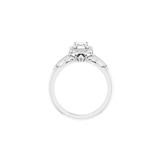 Emerald Halo-Style Engagement Ring Semi-Mount - gallery - Series 124330