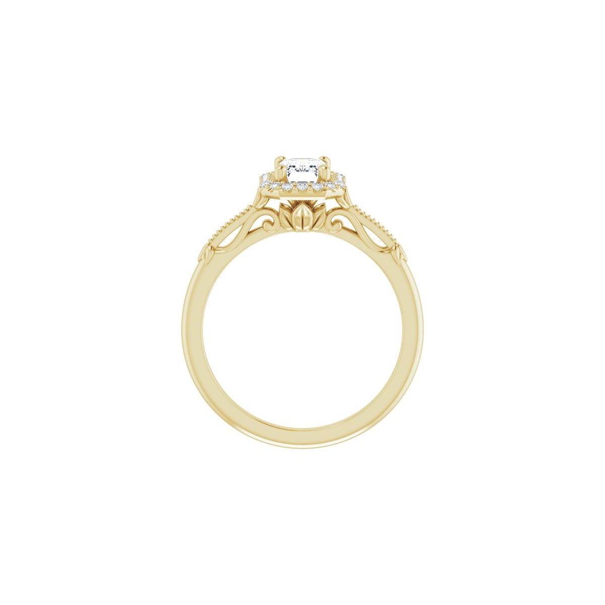 Emerald Halo-Style Engagement Ring Semi-Mount - gallery - Series 124330
