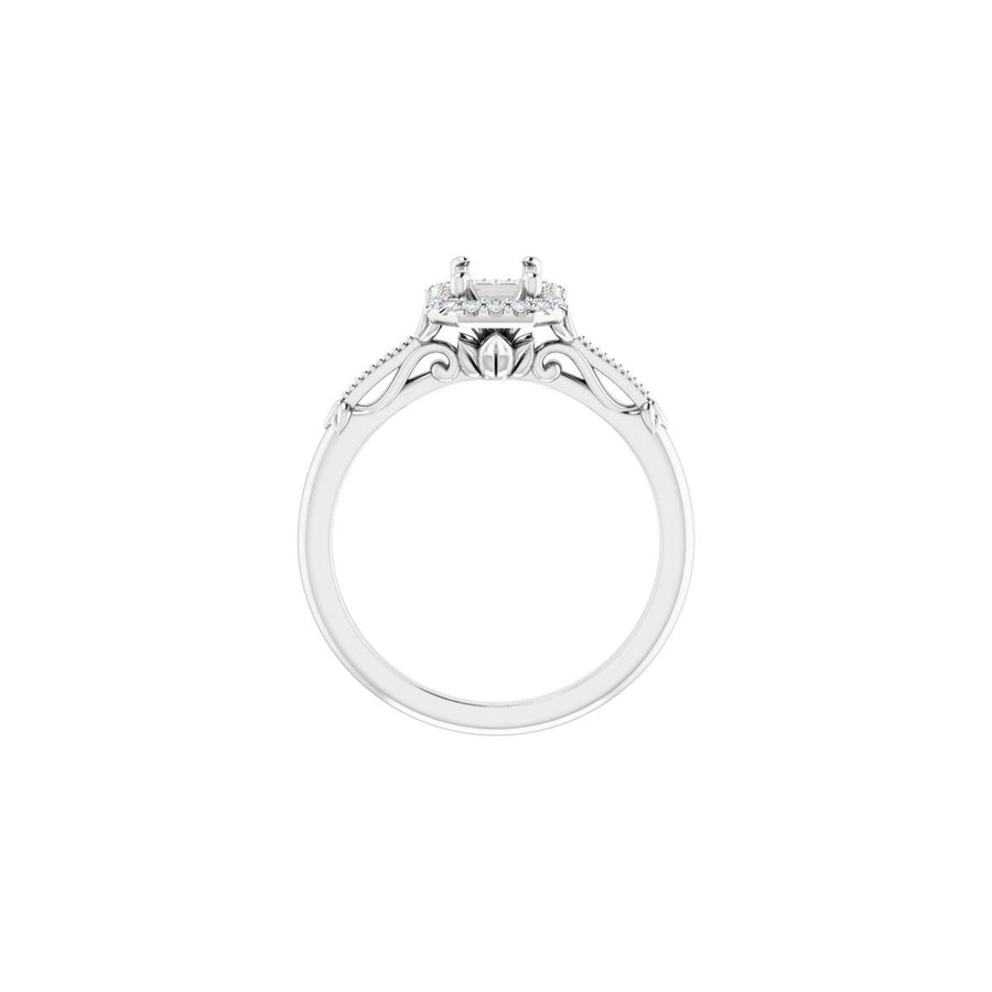 Emerald Halo-Style Engagement Ring Semi-Mount - gallery - Series 124330