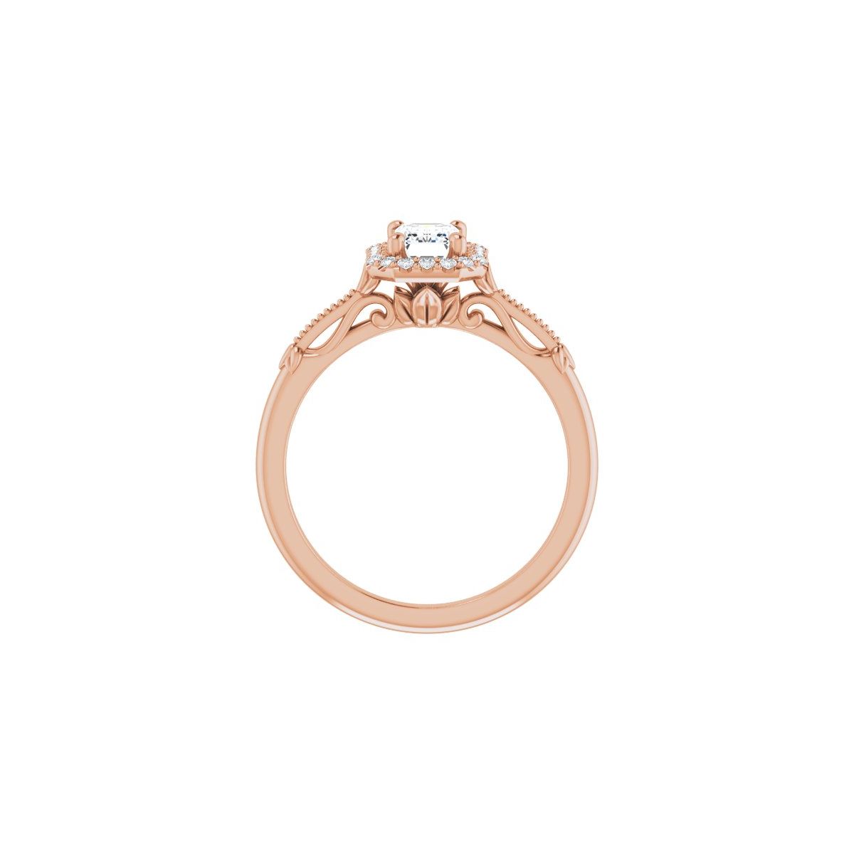 Emerald Halo-Style Engagement Ring Semi-Mount - gallery - Series 124330