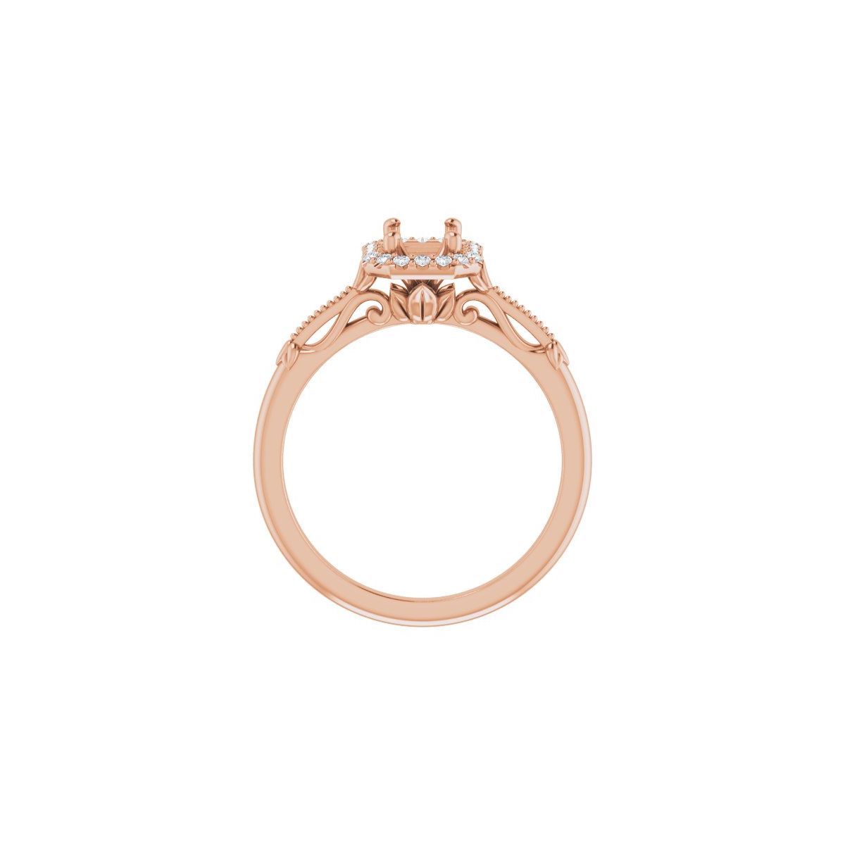 Emerald Halo-Style Engagement Ring Semi-Mount - gallery - Series 124330