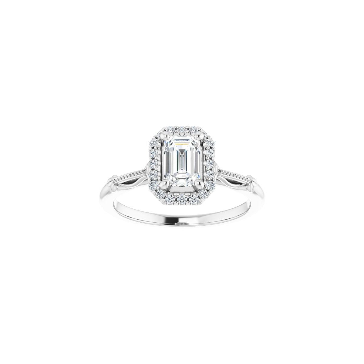 Emerald Halo-Style Engagement Ring Semi-Mount - gallery - Series 124330