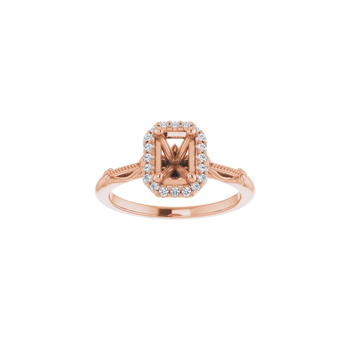 Emerald Halo-Style Engagement Ring Semi-Mount - gallery - Series 124330