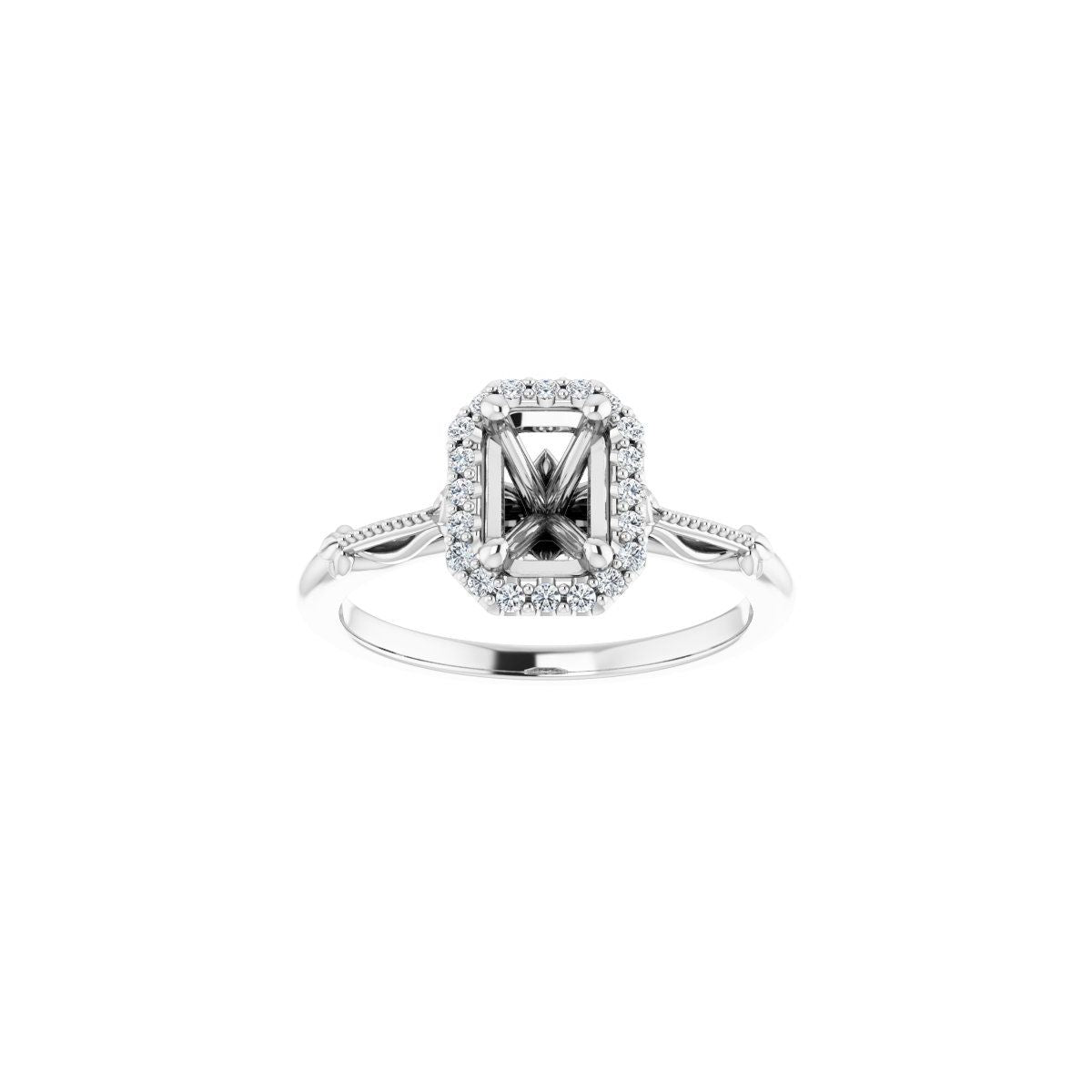 Emerald Halo-Style Engagement Ring Semi-Mount - gallery - Series 124330