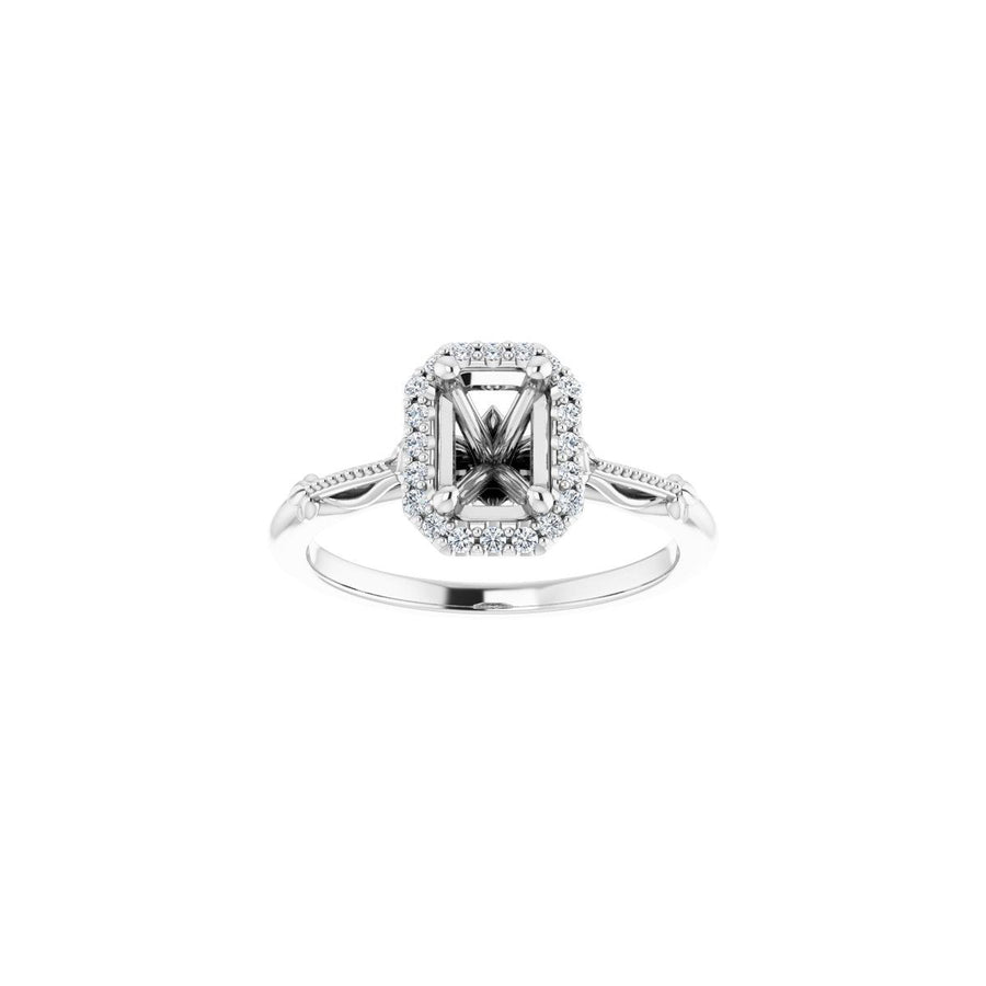Emerald Halo-Style Engagement Ring Semi-Mount - gallery - Series 124330