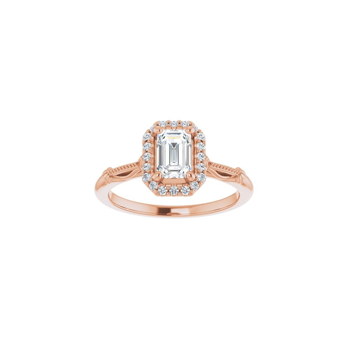 Emerald Halo-Style Engagement Ring Semi-Mount - gallery - Series 124330