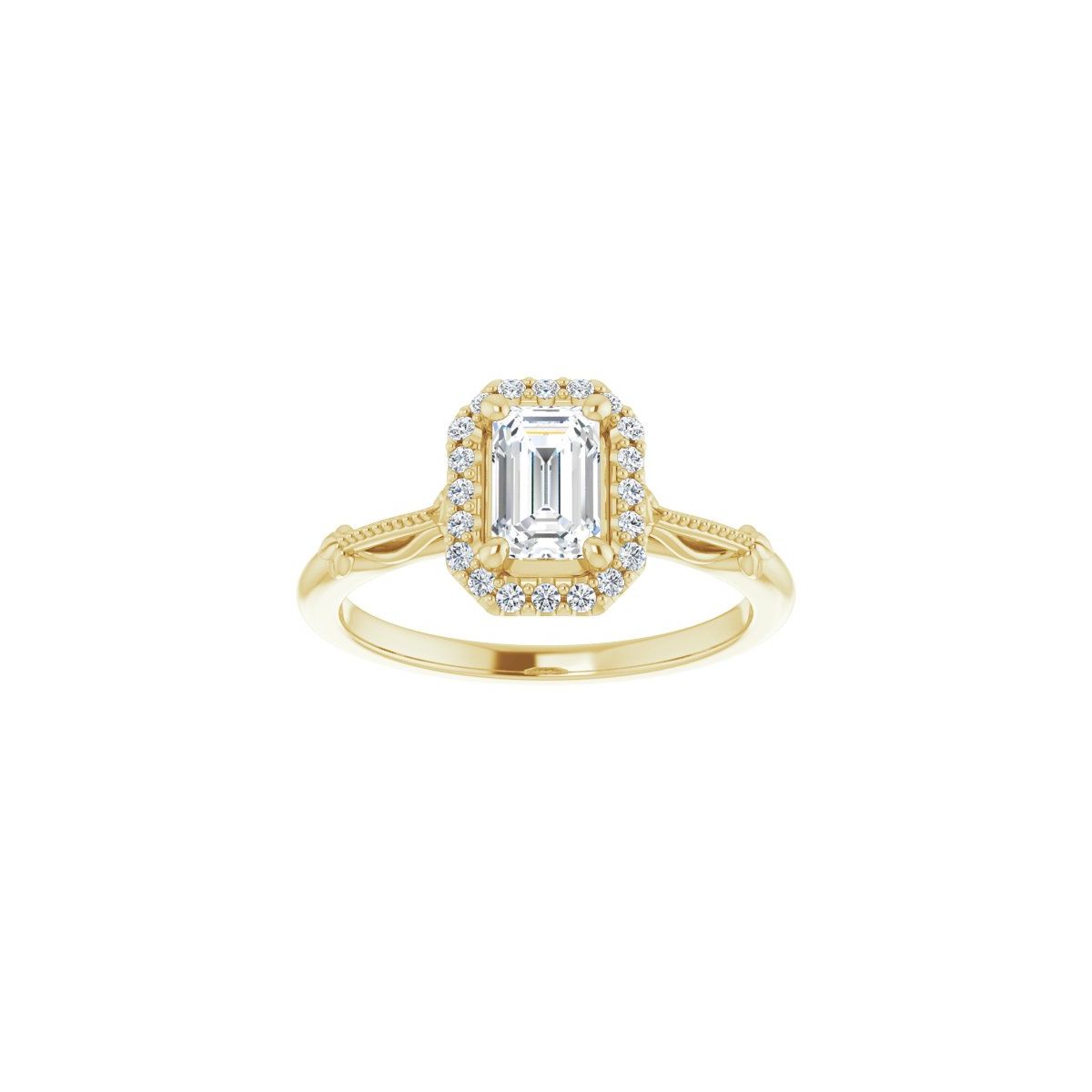 Emerald Halo-Style Engagement Ring Semi-Mount - gallery - Series 124330