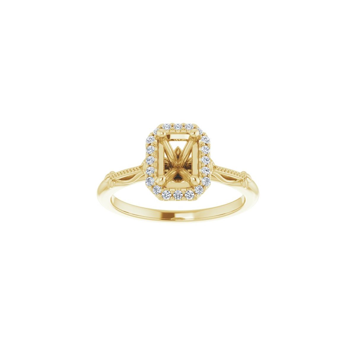 Emerald Halo-Style Engagement Ring Semi-Mount - gallery - Series 124330