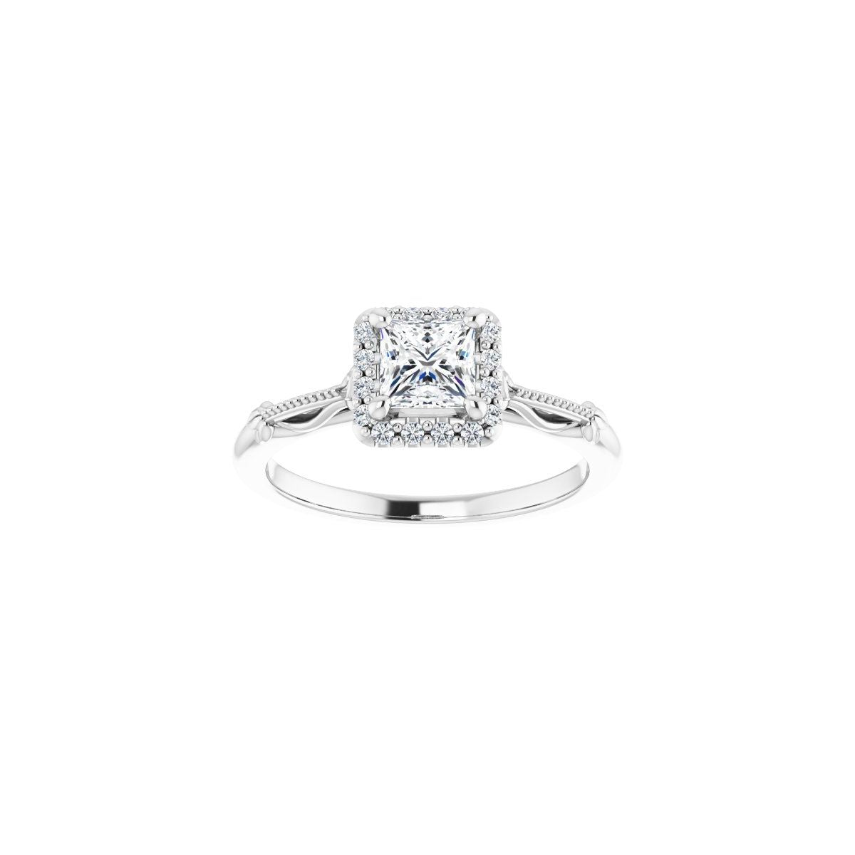 Square Halo-Style Engagement Ring Semi-Mount - gallery - Series 124330