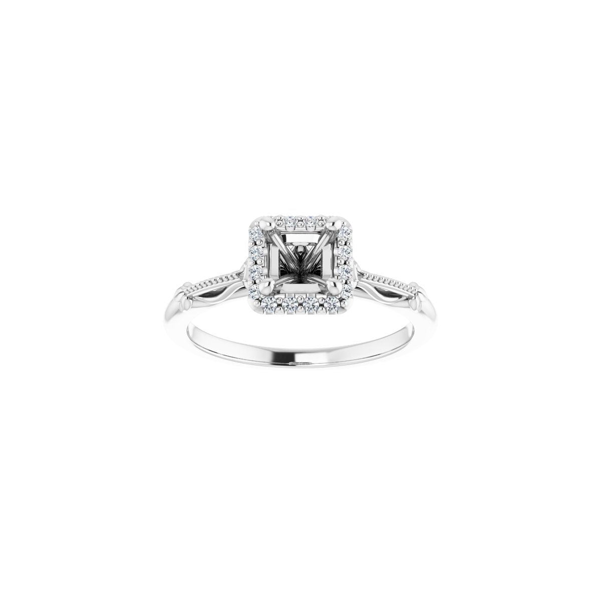 Square Halo-Style Engagement Ring Semi-Mount - gallery - Series 124330