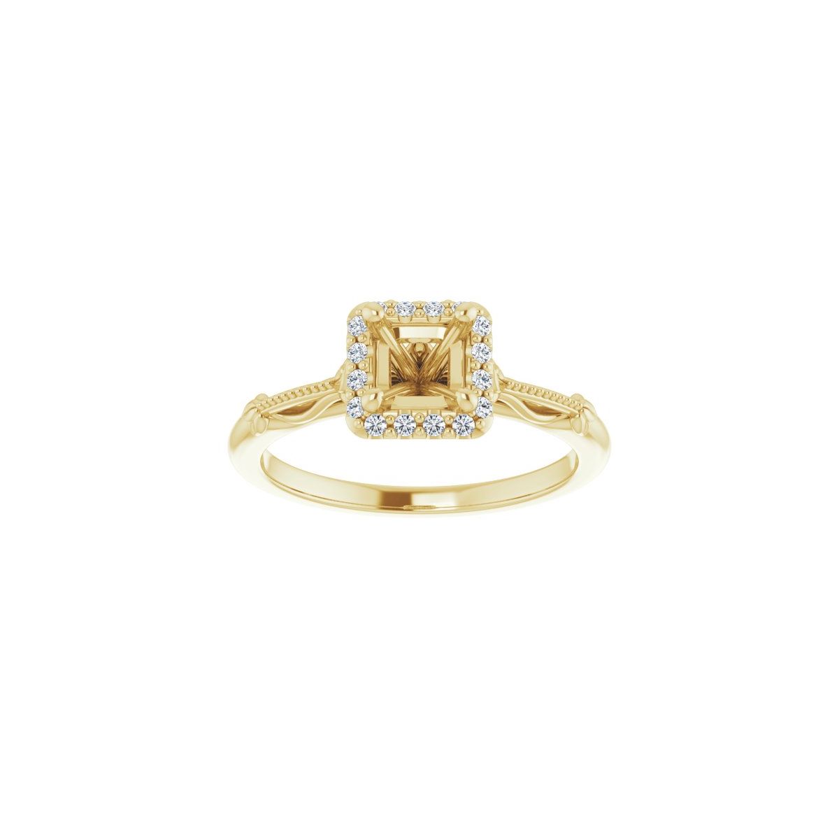 Square Halo-Style Engagement Ring Semi-Mount - gallery - Series 124330