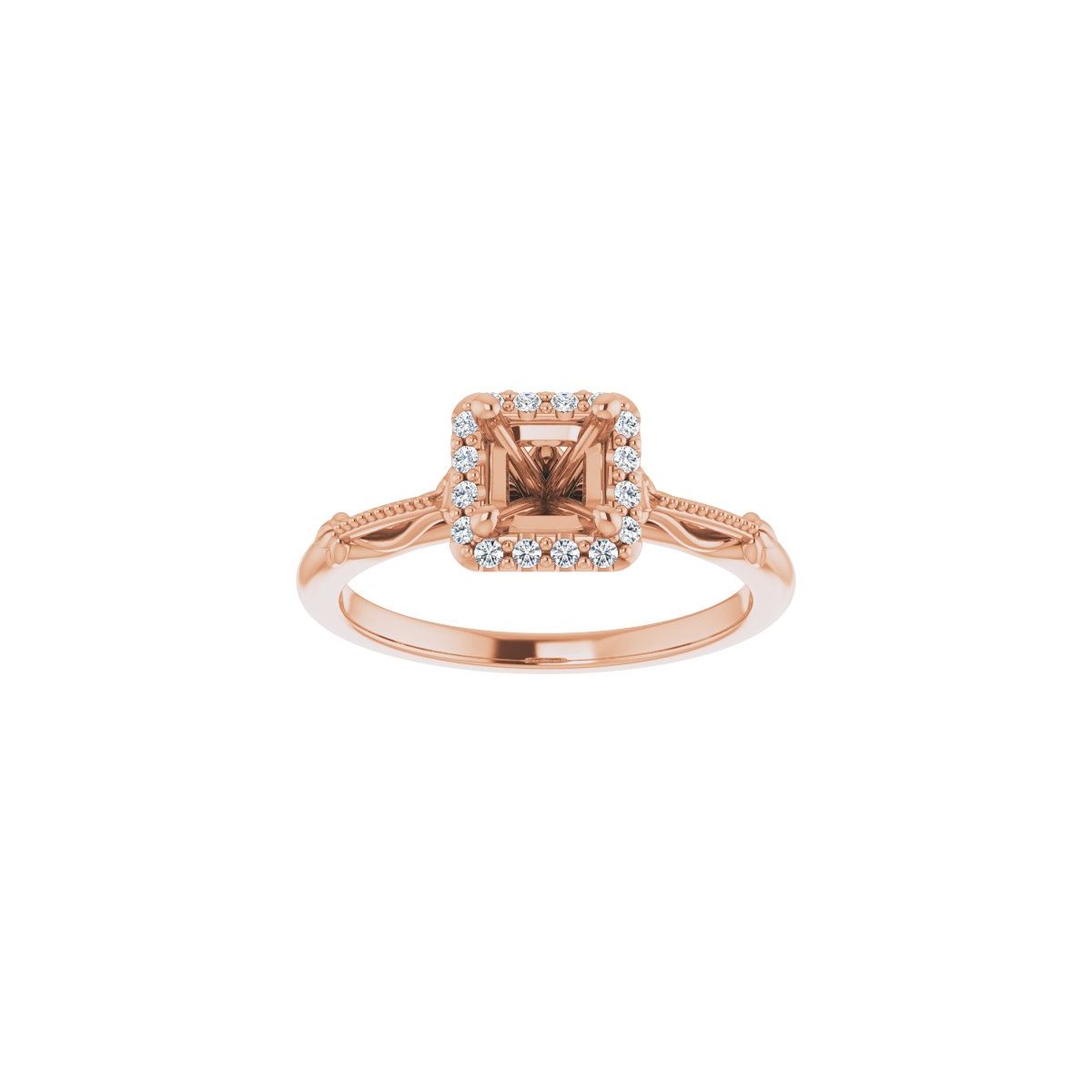 Square Halo-Style Engagement Ring Semi-Mount - gallery - Series 124330
