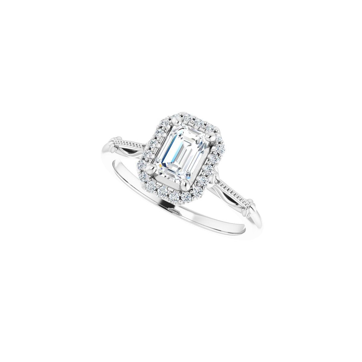 Emerald Halo-Style Engagement Ring Semi-Mount - gallery - Series 124330
