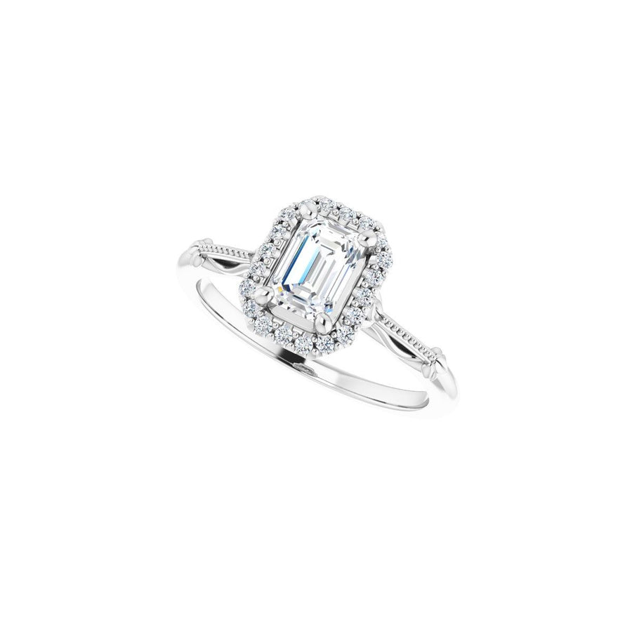 Emerald Halo-Style Engagement Ring Semi-Mount - gallery - Series 124330
