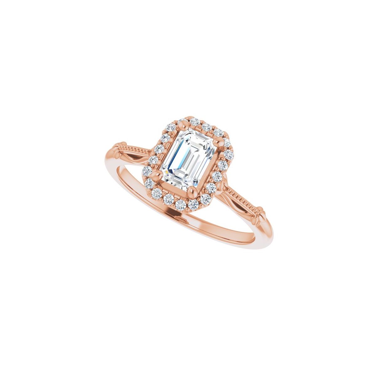 Emerald Halo-Style Engagement Ring Semi-Mount - gallery - Series 124330