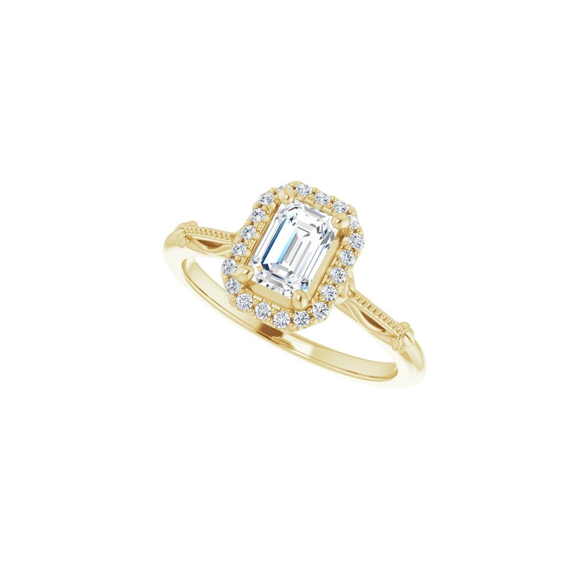 Emerald Halo-Style Engagement Ring Semi-Mount - gallery - Series 124330