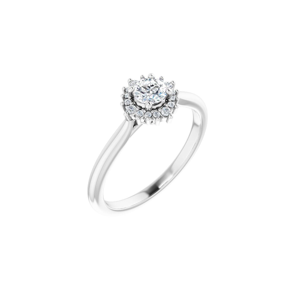 Natural Diamond Round Halo-Style Engagement Ring Semi-Mount - Platinum - Series 124470