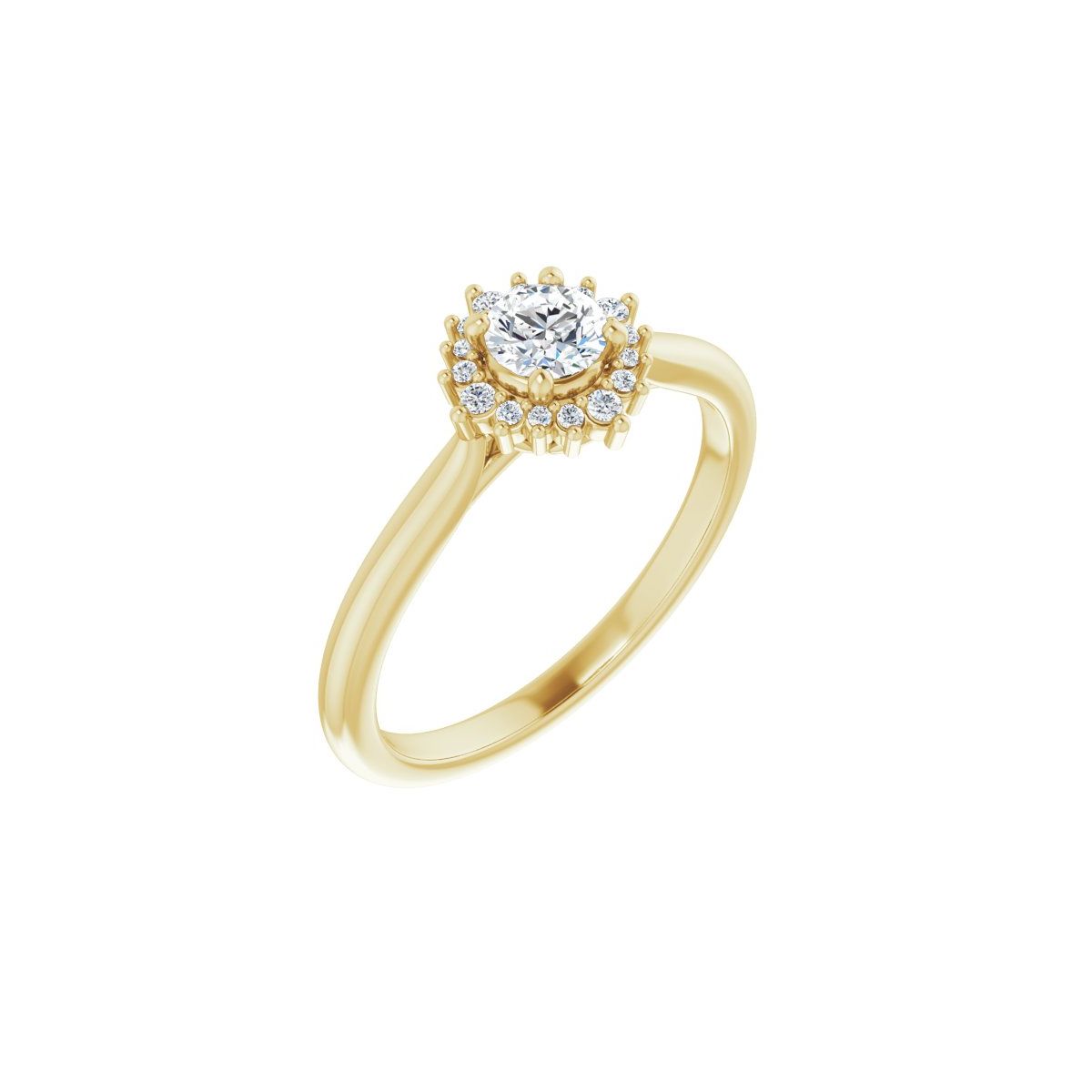 Natural Diamond Round Halo-Style Engagement Ring Semi-Mount - 14K Yellow Gold - Series 124470