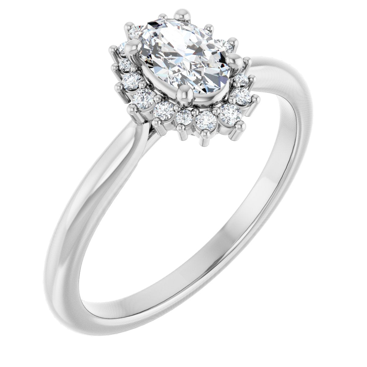 Natural Diamond Oval Halo-Style Engagement Ring Semi-Mount - Platinum - Series 124470