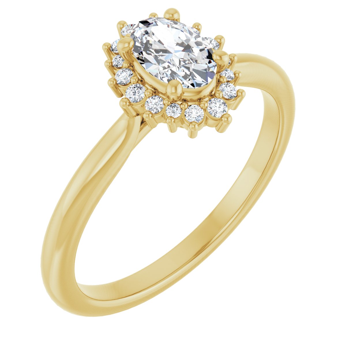 Natural Diamond Oval Halo-Style Engagement Ring Semi-Mount - 14K Yellow Gold - Series 124470