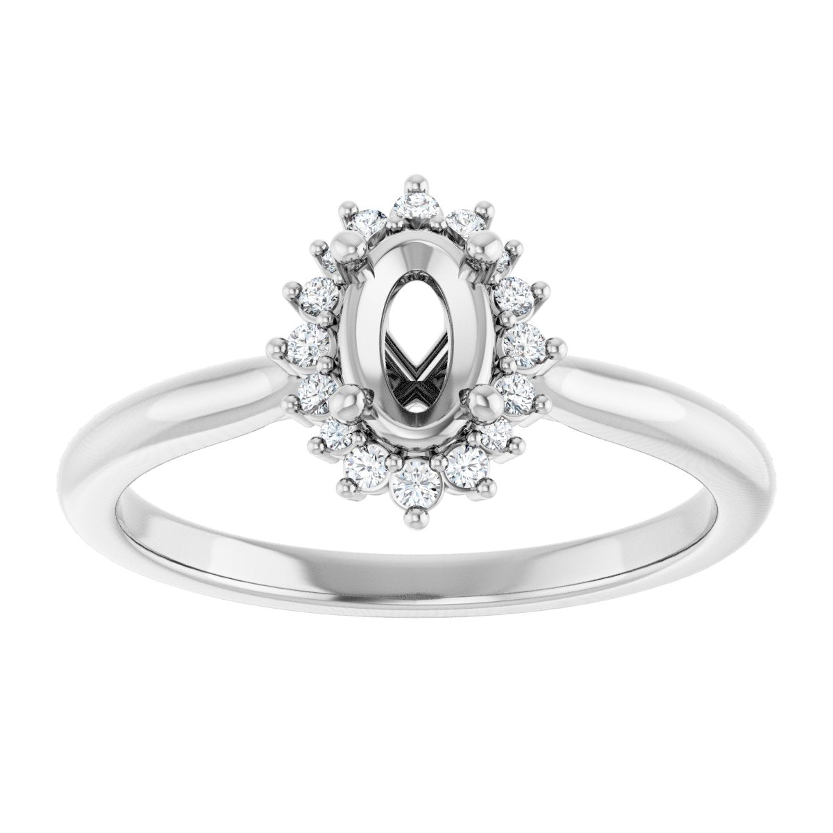 Oval Halo-Style Engagement Ring Semi-Mount - gallery - Series 124470