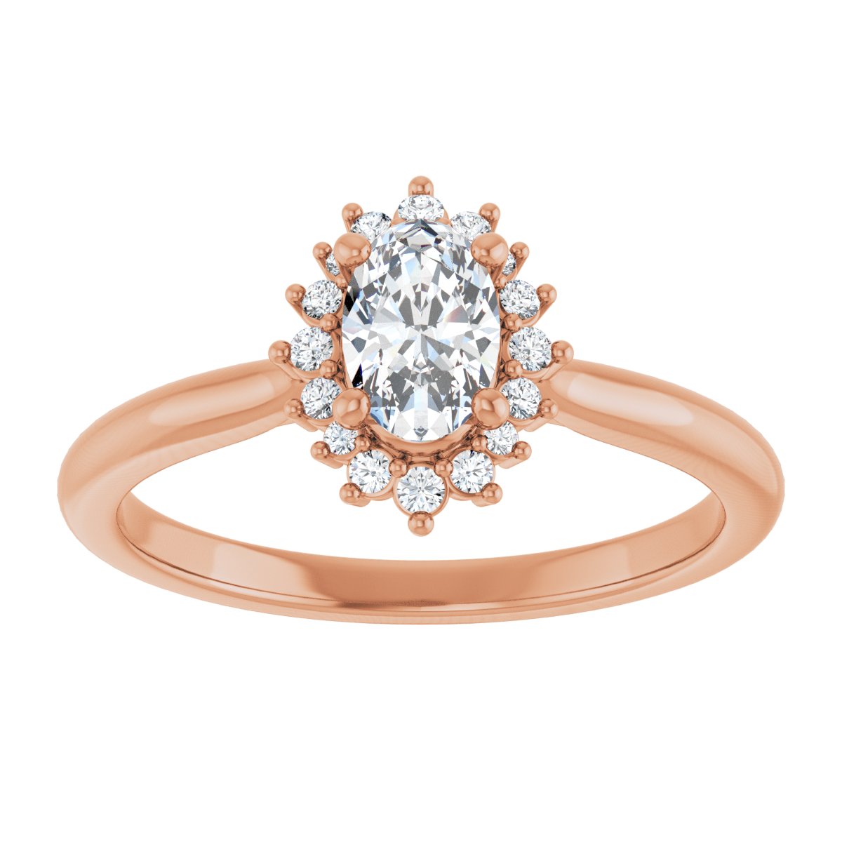 Oval Halo-Style Engagement Ring Semi-Mount - gallery - Series 124470