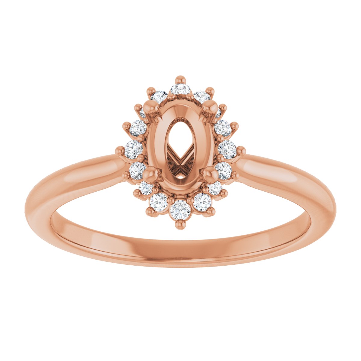 Oval Halo-Style Engagement Ring Semi-Mount - gallery - Series 124470