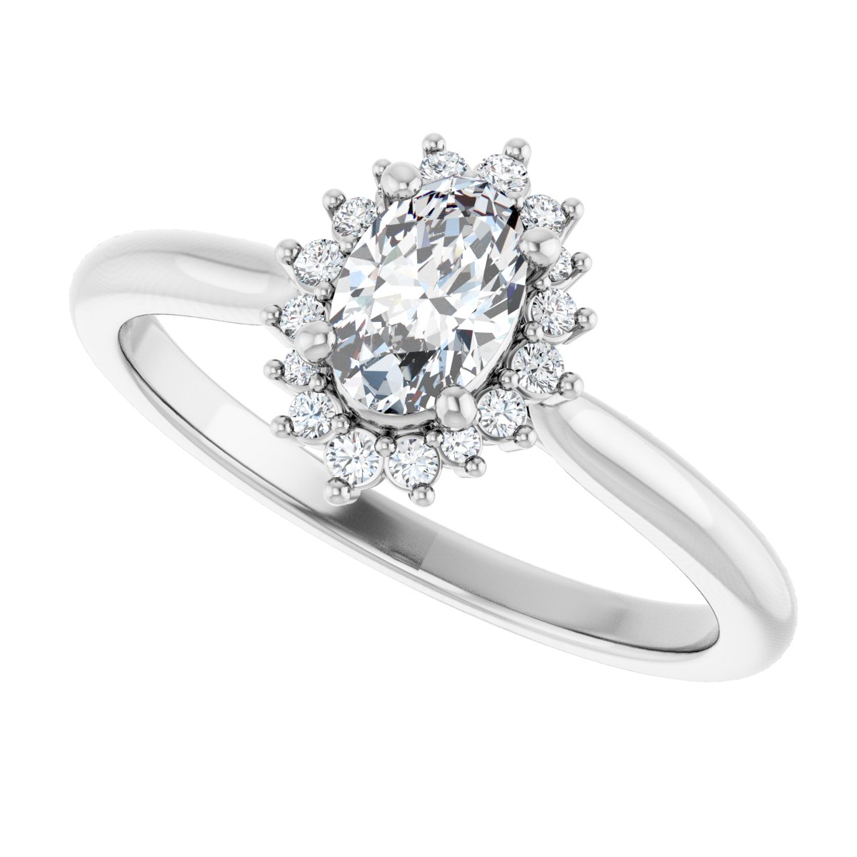 Oval Halo-Style Engagement Ring Semi-Mount - gallery - Series 124470