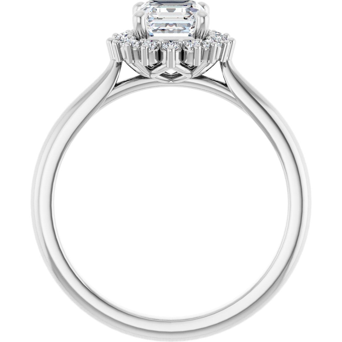 Asscher Halo-Style Engagement Ring Semi-Mount - gallery - Series 124470