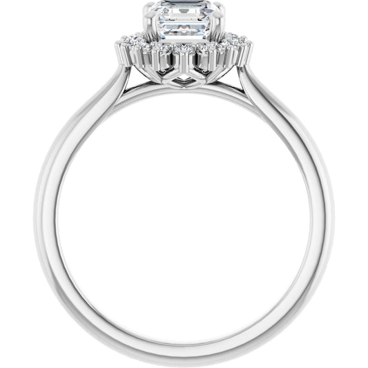 Asscher Halo-Style Engagement Ring Semi-Mount - gallery - Series 124470