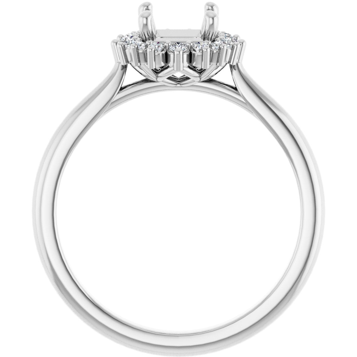 Asscher Halo-Style Engagement Ring Semi-Mount - gallery - Series 124470