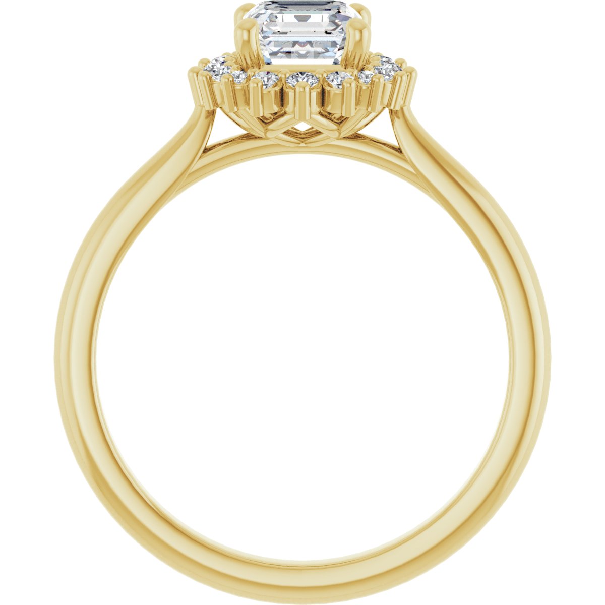 Asscher Halo-Style Engagement Ring Semi-Mount - gallery - Series 124470