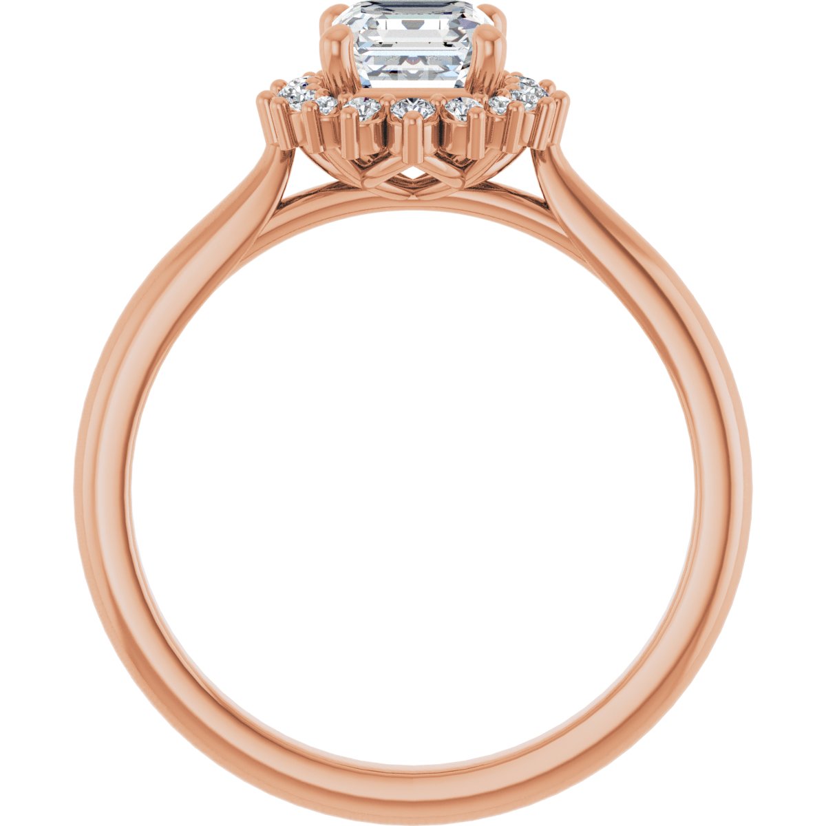 Asscher Halo-Style Engagement Ring Semi-Mount - gallery - Series 124470
