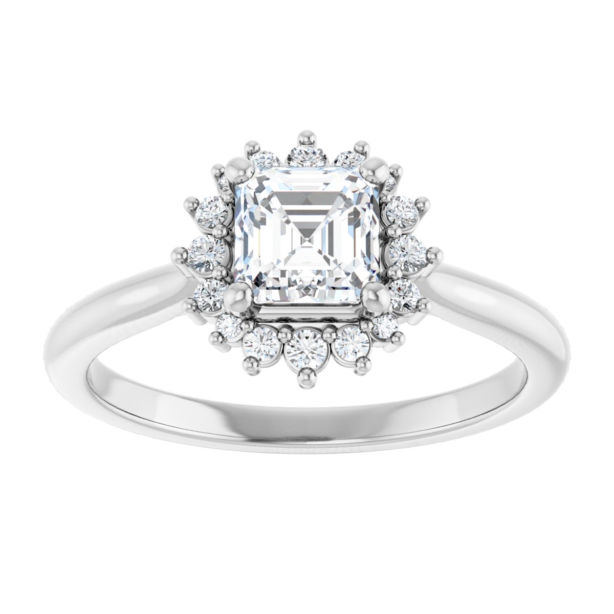 Asscher Halo-Style Engagement Ring Semi-Mount - gallery - Series 124470