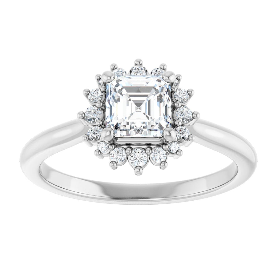 Asscher Halo-Style Engagement Ring Semi-Mount - gallery - Series 124470