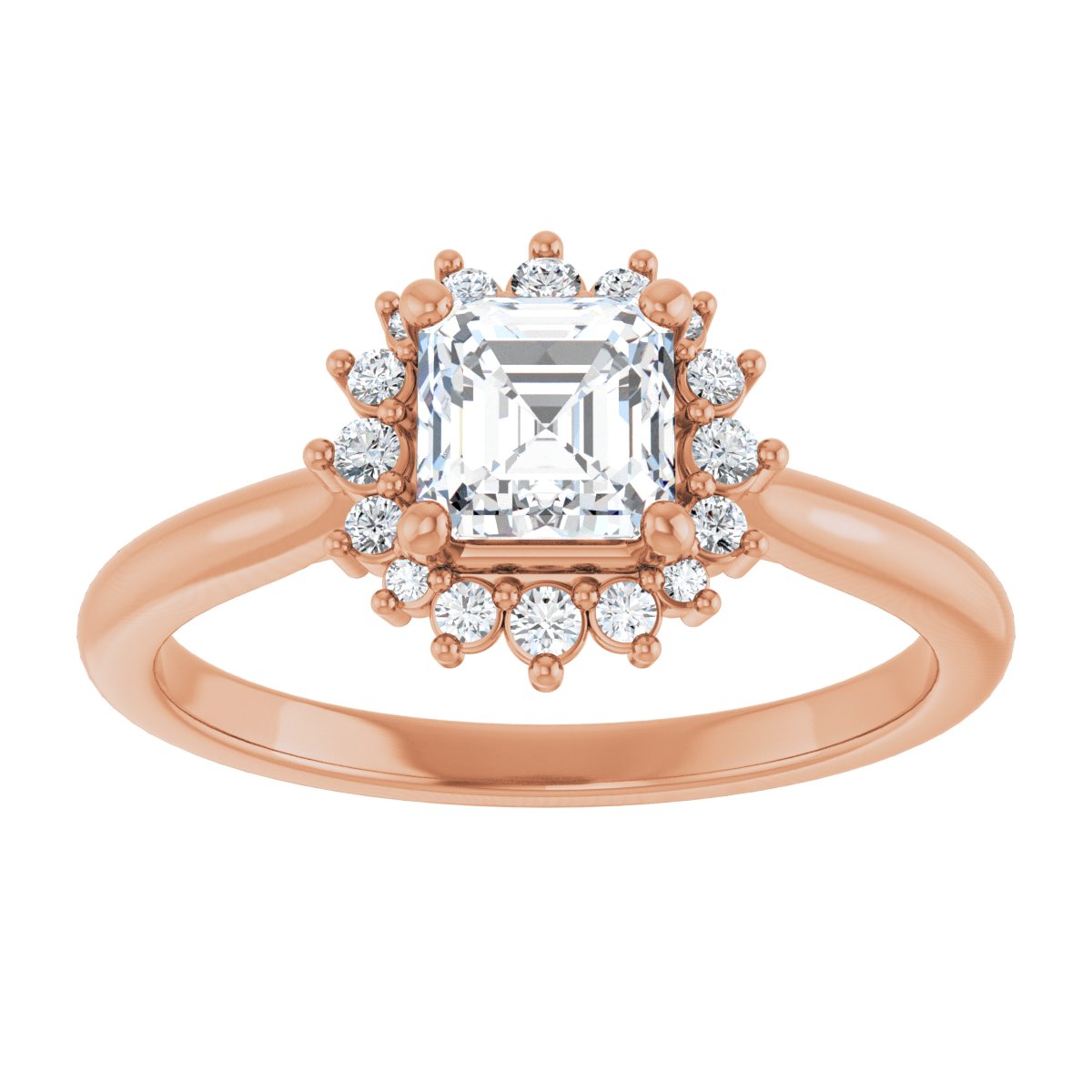 Asscher Halo-Style Engagement Ring Semi-Mount - gallery - Series 124470