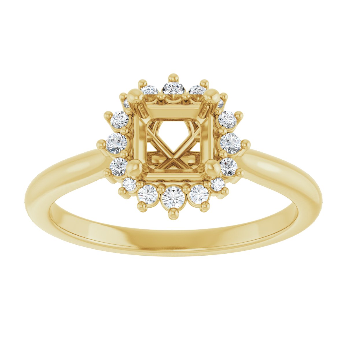 Asscher Halo-Style Engagement Ring Semi-Mount - gallery - Series 124470