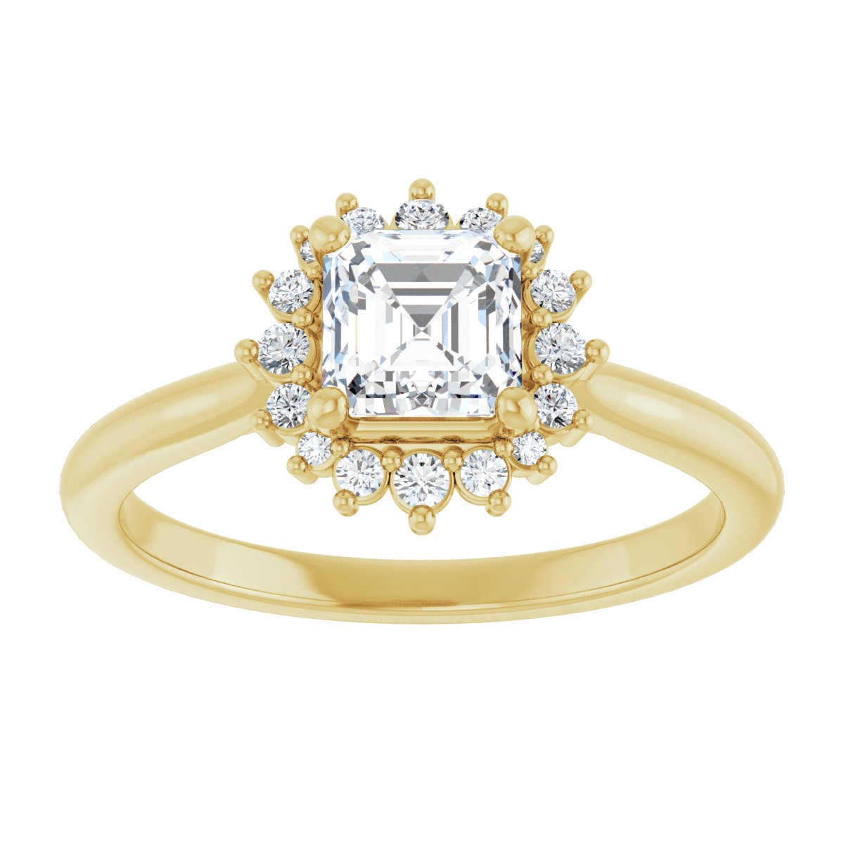 Asscher Halo-Style Engagement Ring Semi-Mount - gallery - Series 124470