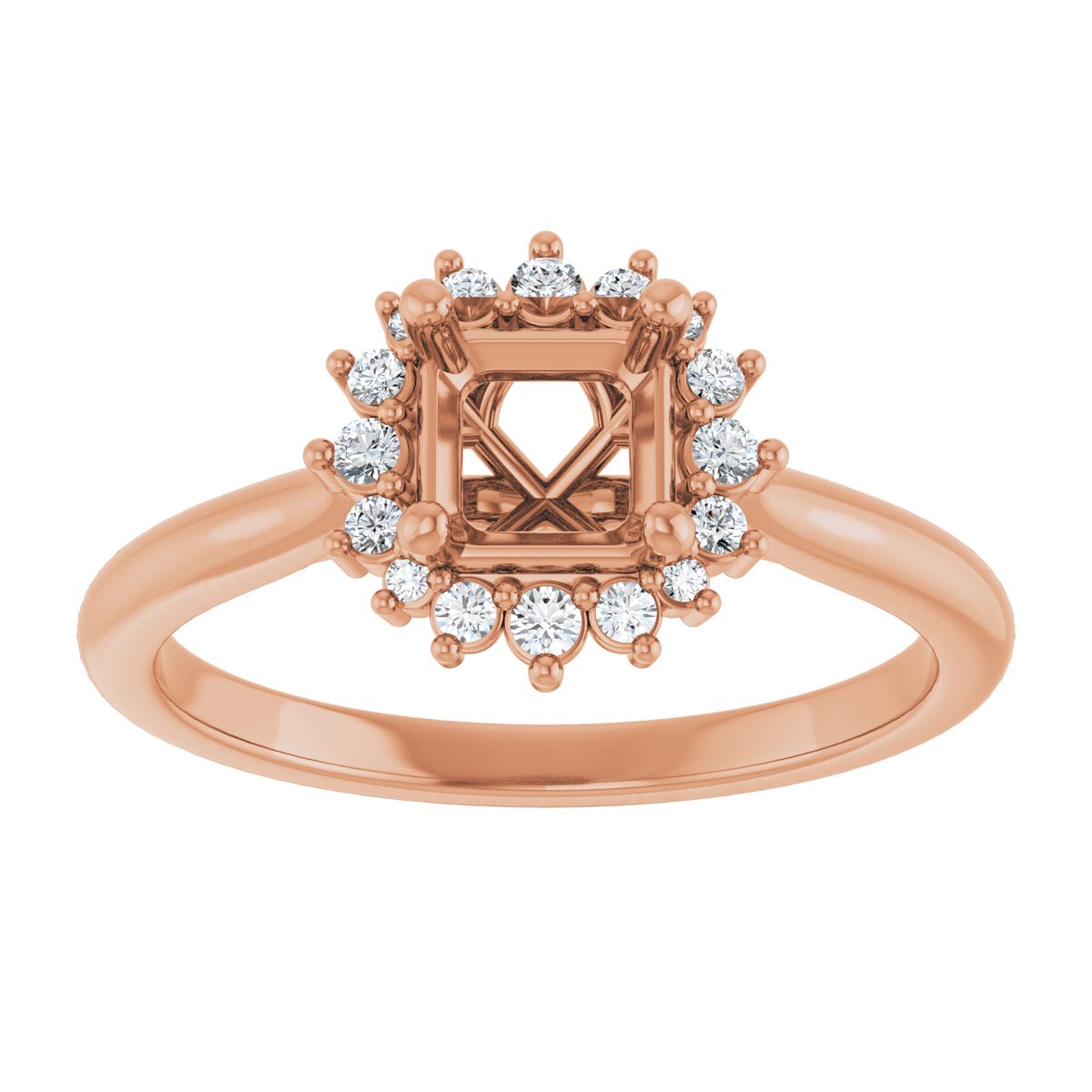 Asscher Halo-Style Engagement Ring Semi-Mount - gallery - Series 124470