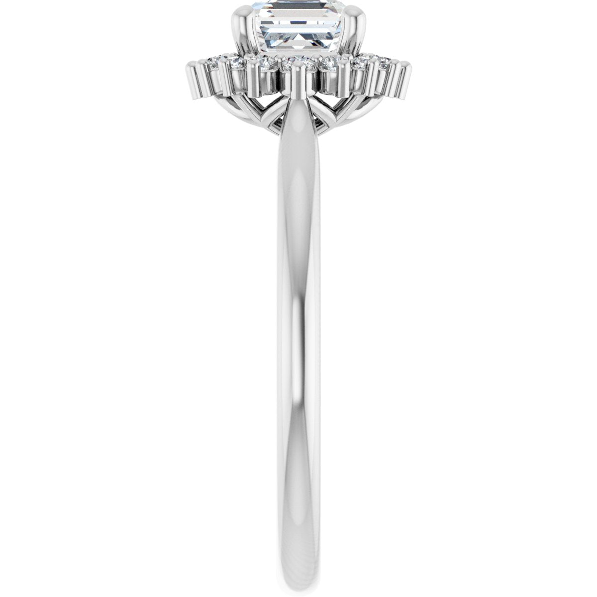 Asscher Halo-Style Engagement Ring Semi-Mount - gallery - Series 124470