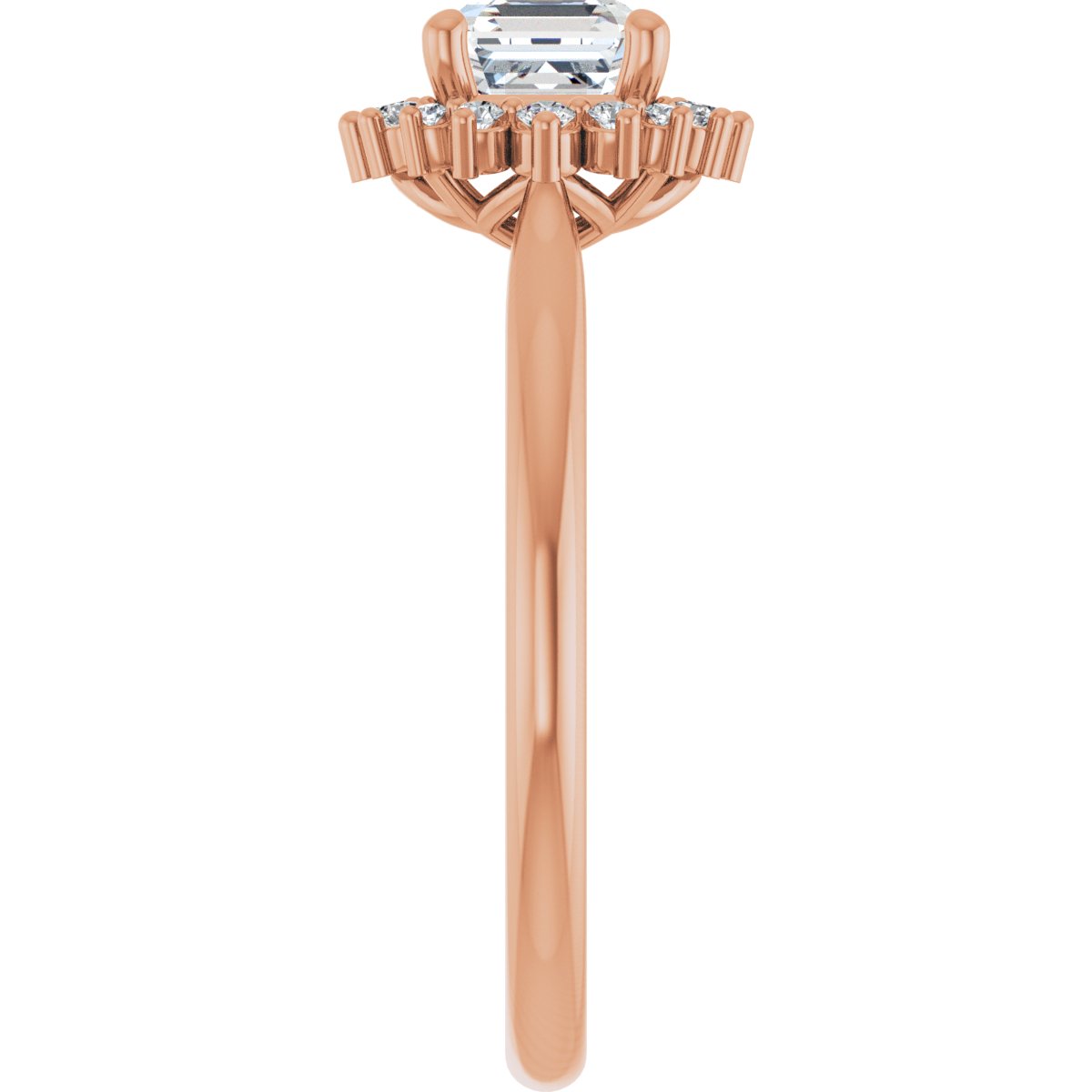 Asscher Halo-Style Engagement Ring Semi-Mount - gallery - Series 124470