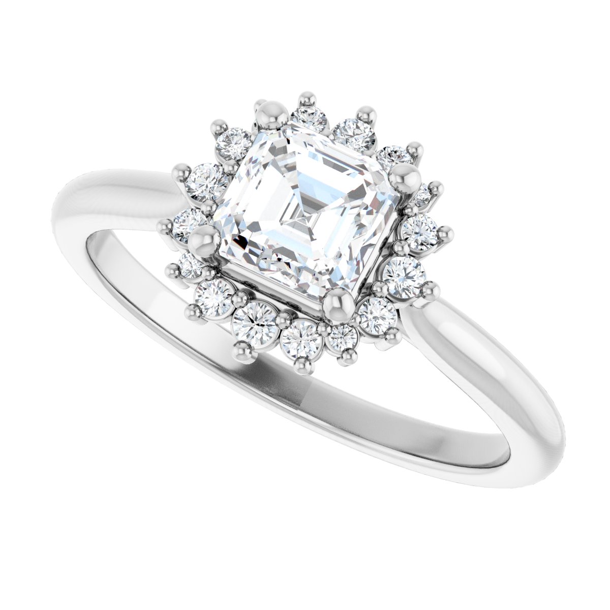 Asscher Halo-Style Engagement Ring Semi-Mount - gallery - Series 124470