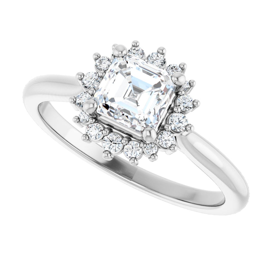 Asscher Halo-Style Engagement Ring Semi-Mount - gallery - Series 124470